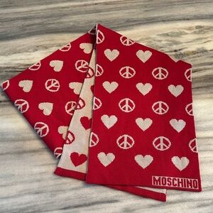 MOSCHINO PEACE AND LOVE WOOL BLEND SCARF